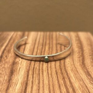 Sterling Silver Spoon Cuff Bracelet with Turquoise Accent
